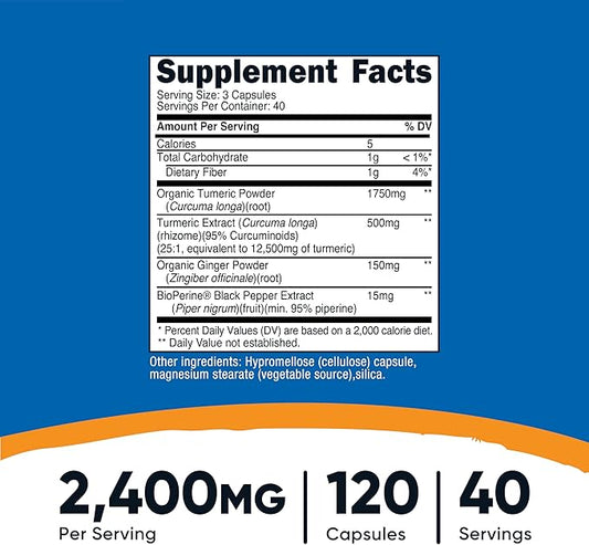 Curcuma + Gengibre Nutricost - 120Caps