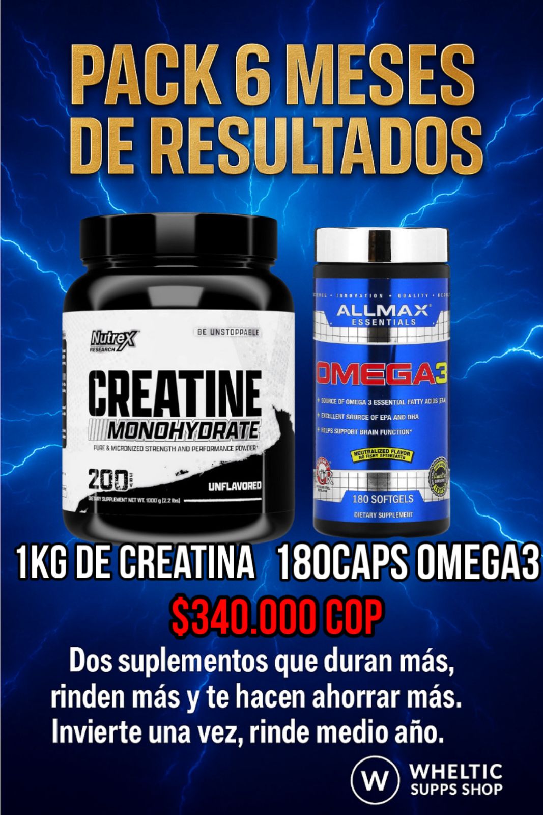 Combo 6Meses de resultados - Creatina 1kg + Omega3